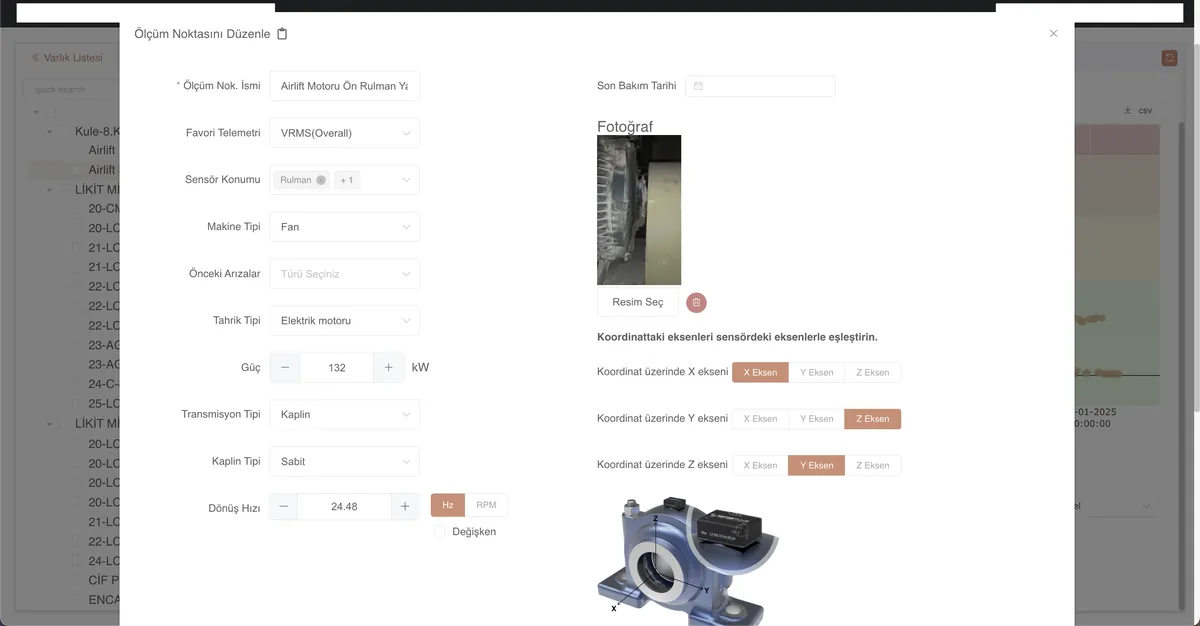 Old platform: sensor point edit form with many ungrouped fields
